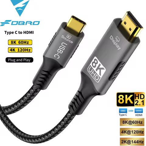 8K Type C to HDMI 2.1 Cable 32.4Gbps 8K@60Hz 4K@120Hz Support Unidirectional for Gaming Laptop RTX 4