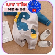 Christmas BodySuit for babies, cute and funny light blue sleeve dinosaur-style jumpsuit (2195), Aiue