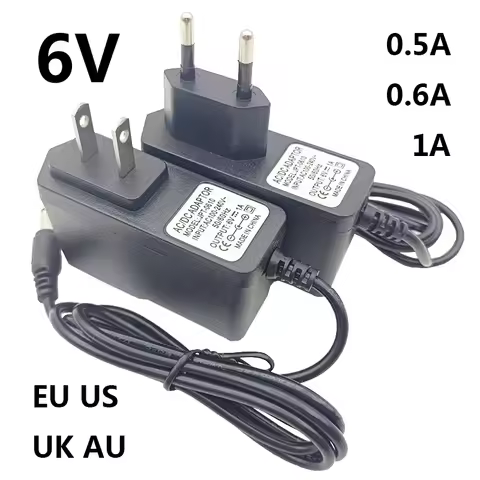 dc 6v 600ma 6 volt Power Supply 6v 0.5a 0.6A 1a Source 500mA Polarity Inside Positive Outside Negati