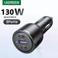 UGREEN 130W Car Charger Fast Charging PD Quick Charger USB Type C Phone Charge For Phone Tablet Lapt