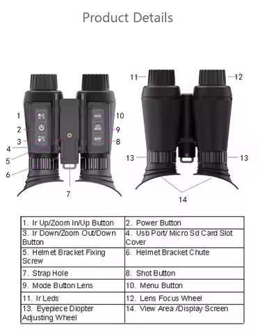 NV8300 Night Vision Binoculars 8X Digital Zoom Dual-screen Binocular Glasses 1.4inch K UHD 36MP Nake