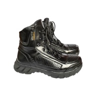 Caanggo Sepatu PDL Ankle boots Tali Putar kulit Nubuk Black tinggi 6inchi