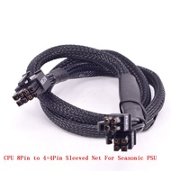 Seasonic CPU 8pin to 4+4pin Power Supply Cable Sleeved for Seasonic KM3 M12II Series FOCUS Gold Plat