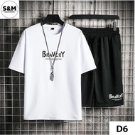 Bộ Quần Áo Thun Nam - quần áo ngắn tay in hình Bravery trắng