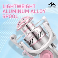 Spinning Fishing Reel 14KG/30.86LB Max Drag 5.2:1 Gear Ratio Pink Saltwater Metal Body Folding Handl