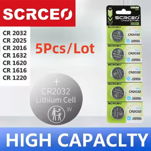 New5PCS Button Battery 3V Lithium Battery CR2025 cr2016 cr2032 CR1632 CR1616 CR1620 CR1220 CR2450 CR