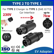⚡Ready Stock Type2 to Type1 EV Charger Adapter Type 2 to Type 1 with Lock Bucle Japan Spec Adaptor