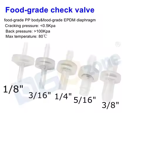 Food Grade Check Valve with Bard 5PCS Plastic Non Return Valve Hose Connecting PP 1/8“ 3/16" 1/4" 5/
