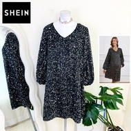 Size 4XL Shein Brand Authentic 1 Dress Mink Cake With Arms Shiny Scales Black/Silver Suitable For We