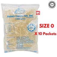 Nashmir Kapsul Kosong HALAL Size 0 (1000pcs x 10 Packets) / Gelatin Empty Capsule / 空胶囊
