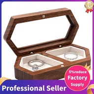 Wooden Ring Box 2 Slots Ring Holder Box Travel Ring Earrings Jewelry Storage Daily Organizer Engagem