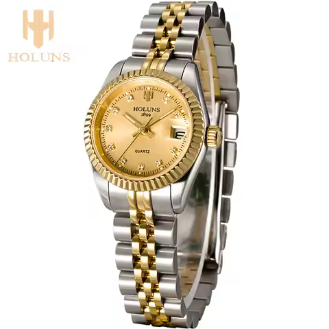 Fashion holuns Luxurious Diamond Ladies Quartz Watches Business Dress Stainless Steel Waterproof Wat