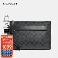 蔻驰（COACH）奢侈品 奥莱款男士经典标志拼皮手包 黑色F29508【官方授权直供】