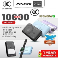 [3C Certified ] Pineng PN-701PD 22.5W Fast Charge Magnetic Wireless Powerbank Built-in Cables PN701