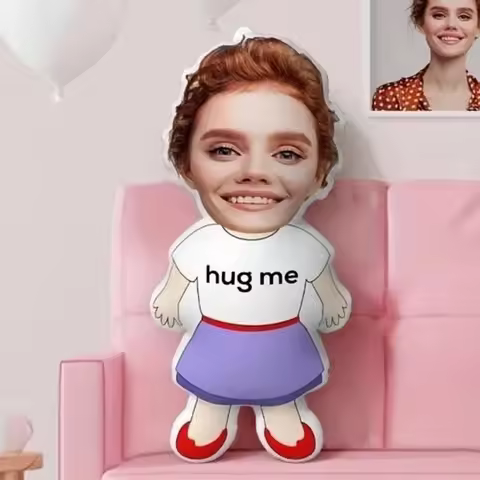 Customisable “Hug Me” Cuddly Face Portrait Cushion DIY Double-Sided Printed Cushion Mother's Day Gif