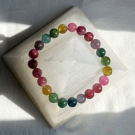 螢光色系 8.0 MM 彩虹碧璽手鏈 設計款式彩虹碧璽圓珠手鏈