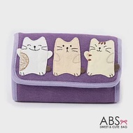 ABS貝斯貓 可愛貓咪手工拼布皮夾證件包 (典雅紫) 88-004