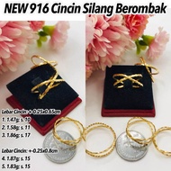 NEW GOLD 916 RING Cincin Silang Berombak, 2/4/ 8 Layer Exclusive 1C 2C 1g 2g 3g 4g 5g 230226 #SH120