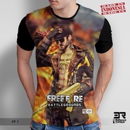 Popular Pick Quick Dry Functional Free Fire FF Unisex Casual Tee, 3D Black Game Motif, Ideal For Dai