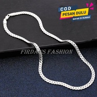 Firdaus Fashion - Kalung Titanium Pria Model Sisik Naga Berlapis Emas Putih Anti Karat / Kalung Pria