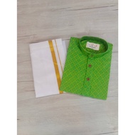 SILK COTTON VESHI (DHOTI) AND COTTON SHIRT FOR KIDS BOYS.