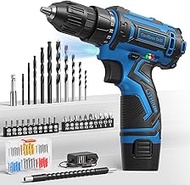 Cordless Drill Bit Set, 12V Electric Drill, 3/8" Keyless Drill Chuck with 42 Attachments, Built-in L