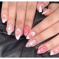 Gel Nails Pink And White Heart Pattern Cute y2k