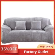 Hick Sofa Covers 3 Seater Pure Color Sofa Protector Velvet Easy Fit Elastic Fabric Stretch Couch Slipcover (Silver Grey, 3 Seater 195-230cm) Factory Outlet