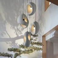 Candelier tangga spiral dupleks gaya wabi-sabi, lampu berdesain gaya Jepun untuk ruang tamu vila, ru