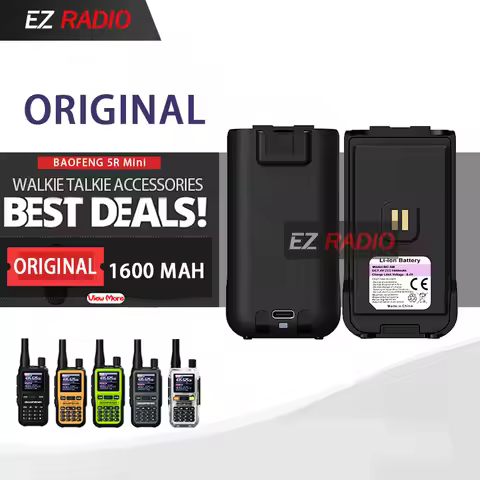 UV-5R Mini Battery BAOFENG Original True 1600mAh 7.4V Li-ion Walkie Talkie Battery Type-C Charge 5R 