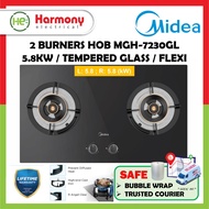 Midea Built-in Gas Hob MGH-7230GL with 5.8kW 2 Burners Gas Cooker / Tempered Glass Dapur Gas 煤气炉