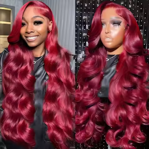 Body Wave Wig Burgundy 99J Lace Front Wig 13x6 HD Lace Frontal Wig Human Hair Pre Plucked 99J Red Co