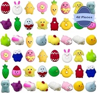 Pinkiwine 48 PCS Easter Mochi Squishy Toys Stress Relief Squishies for Kids Boys Girls Toddlers Easter Basket Stuffers Egg Fillers Gifts Party Favors