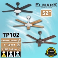 Elmark 52" Remote Control LED Ceiling Fan With ABS Blade & Super 188mm Motor GEM TP102