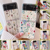 INS Flower Simple Style Creative Casing Samsung Galaxy Z Flip 3 5G Flip3 Z3 Clear Shockproof PC Hard