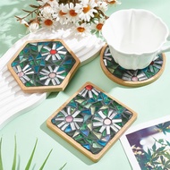 3 Styles DIY Mosaic Craft Set Floral Mosaic Bamboo Coaster Set for Handmade Art Home Decoration