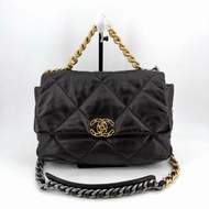 Chanel Black Lambskin Quilted Large Chanel 19 Flap Bag GHW