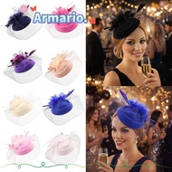 ARMARIO Fascinator Caps, Veil Mesh Ribbons Vintage Hat Headband, Fashion Large Floral Flower Headres