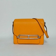 HERMES Roulis豬鼻子199V太陽黃EC皮A刻銀扣肩背包