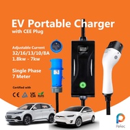 EV Portable Charger Cable 32/16/13/10/8A adjustable CEE Plug Electric Vehicle
