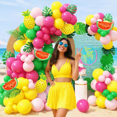 Fruit Theme Ballon Arch Kit Latex Multicolor Decorative Ballon Set Watermelon Pineapple Strawberry L