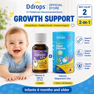 [Cal-Mag-Zinc Growth Set]Ddrops Kids Growth Set Vitamin D3 600IU 2.8mL + Liquid Calcium Magnesium Zi