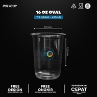 16oz OVAL CUP SCREEN PRINTING 7.3 grams - 8.3 grams - Polycup Brand - Free 4 Sided 1 Color Plastic C