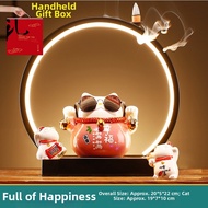 LIWAN | Fortune Cat Figurine LED Light Circle