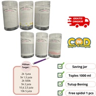 Savings jar saving challage piggy bank target 1 million 2k 1.5 million 5k 2 million 5k transparent s