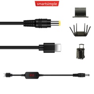 SMARTSIMPLE USB C to 5.5x2.1mm 5V 9V 12V 15V 20V Adjustable Voltages Cable for Router Laptop P6S4