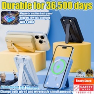 In Stock】3C Magnetic PowerBank 10000mAh Fast Charging, Foldable Plug&Phone Stand for iP/Android pine