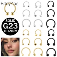 Bodyace 1 Pc 14G/16G Septum Piercing Horseshoe Nose Ring Silver Nose Piercing Internal Thread Septum