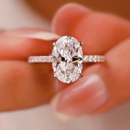 1 Pc High Quality 1ct-4ct Oval Row Diamond Zirconia Ring S925or925 Sterling Silver Delicate And Eleg