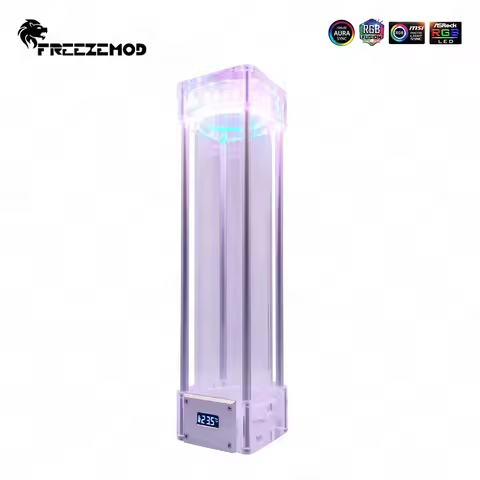 FREEZEMOD Cuboid A-RGB Reservoir Square Water Tank 5V AURA Temperature LCD Display 168/218/268mm Met